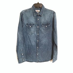 Jack & Jones Originals Denim Snap Long  Sleeve Shirt Men Size  M